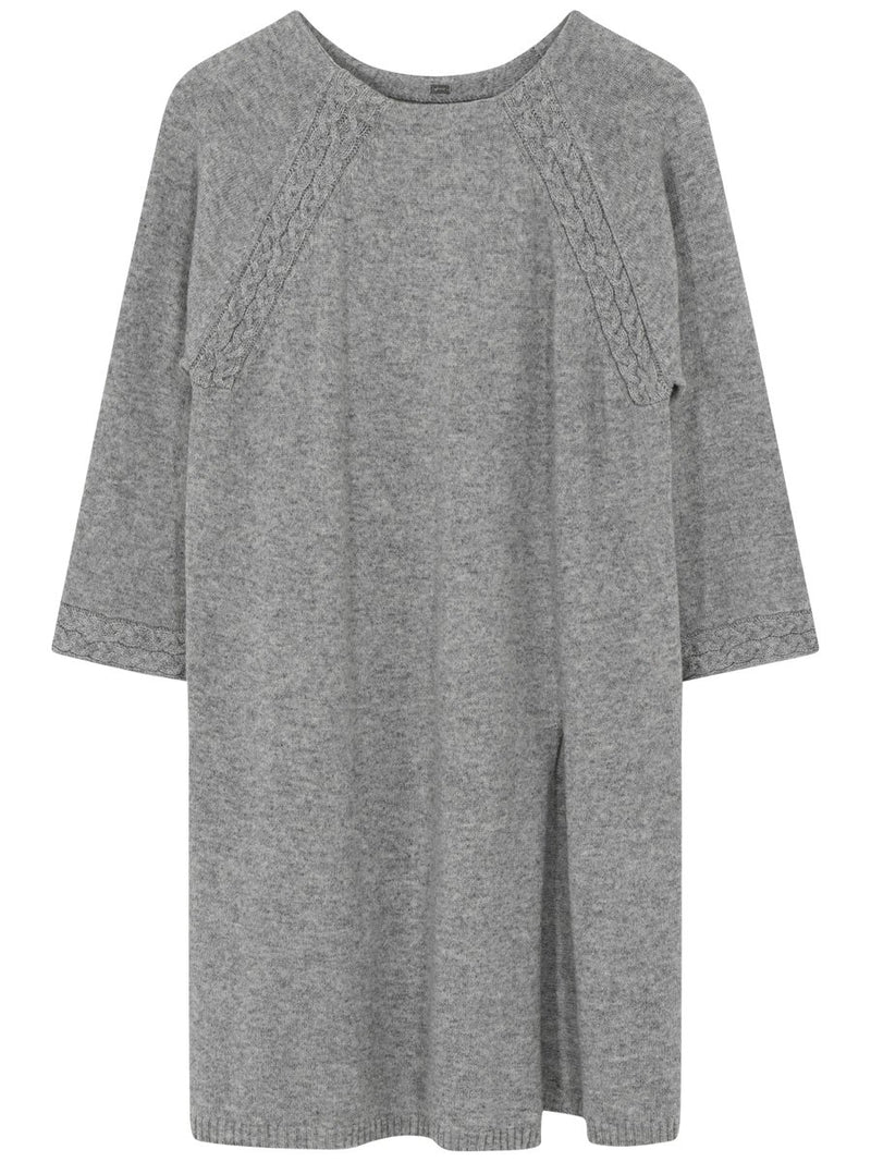 Gustav HUMA long knit with slit steel harmaa