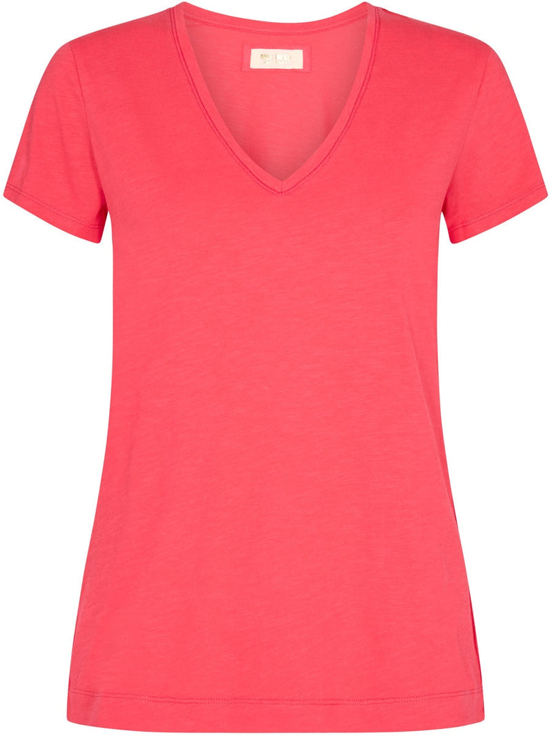 Mos Mosh Arden Organic V-SS Tee Teaberry