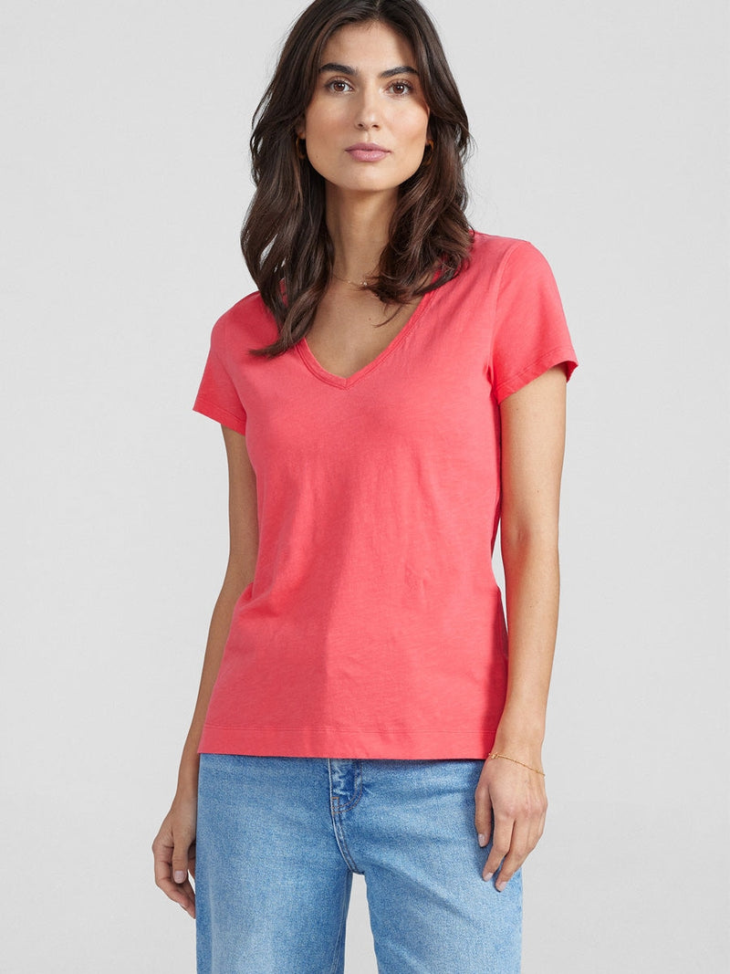Mos Mosh Arden Organic V-SS Tee Teaberry