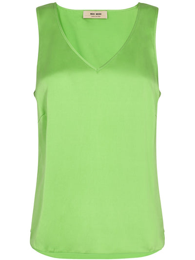 Mos Mosh Astrid V-Neck Silk Tank Top Green Flash