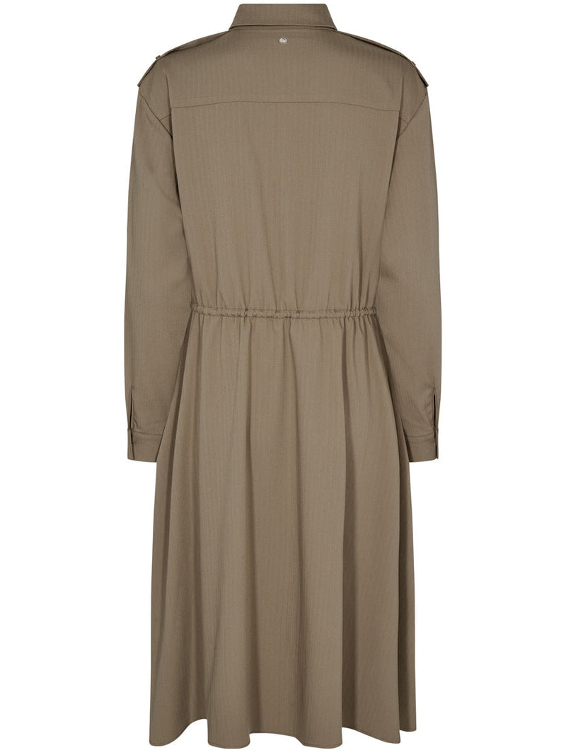 Mos Mosh WANI soft herringbone dress capers green