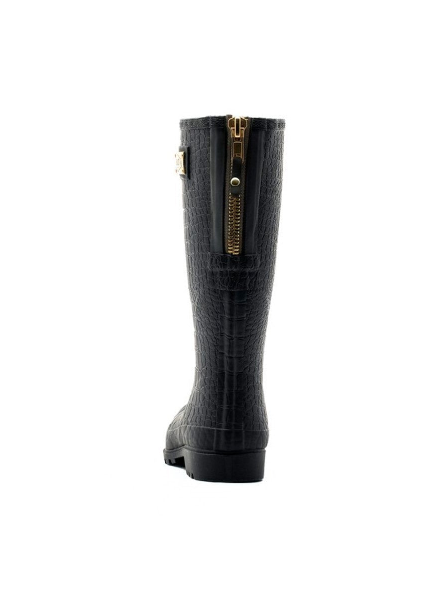 High Black Croco Rain Boot Kengät