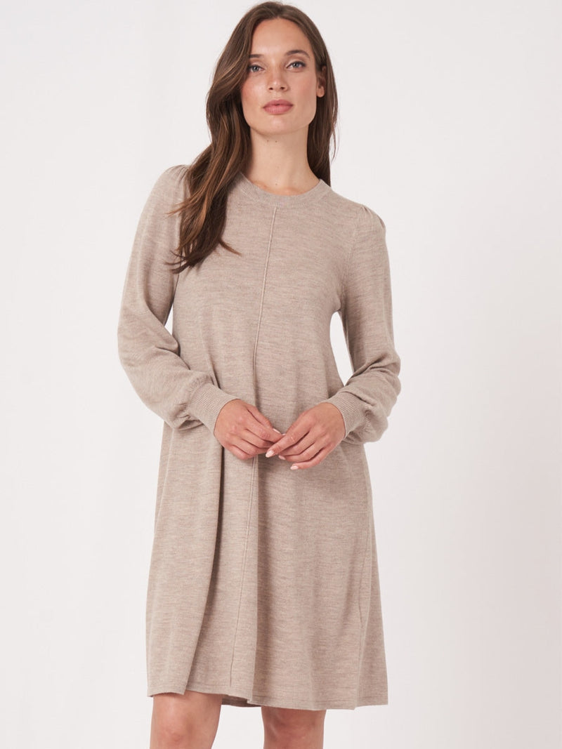 Repeat Cashmere A-line knitted dress stone