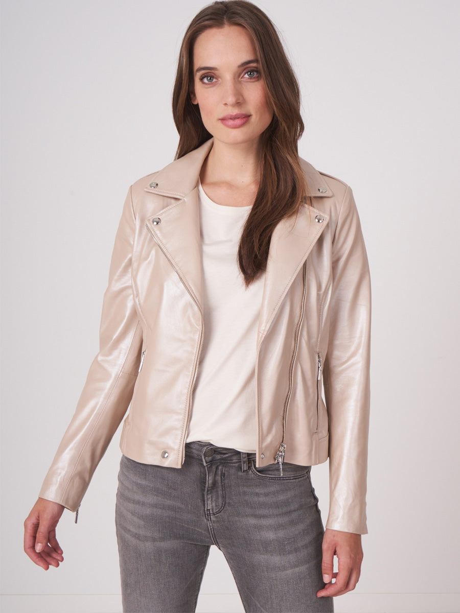 Repeat Cashmere Leather jacket pearl