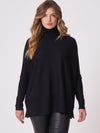 Repeat Cashmere Poncho sweater with turtleneck black