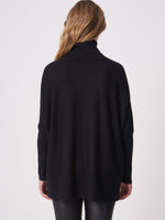 Repeat Cashmere Poncho sweater with turtleneck black