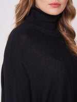 Repeat Cashmere Poncho sweater with turtleneck black