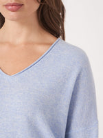 Repeat Cashmere sweater with v-neck Sky