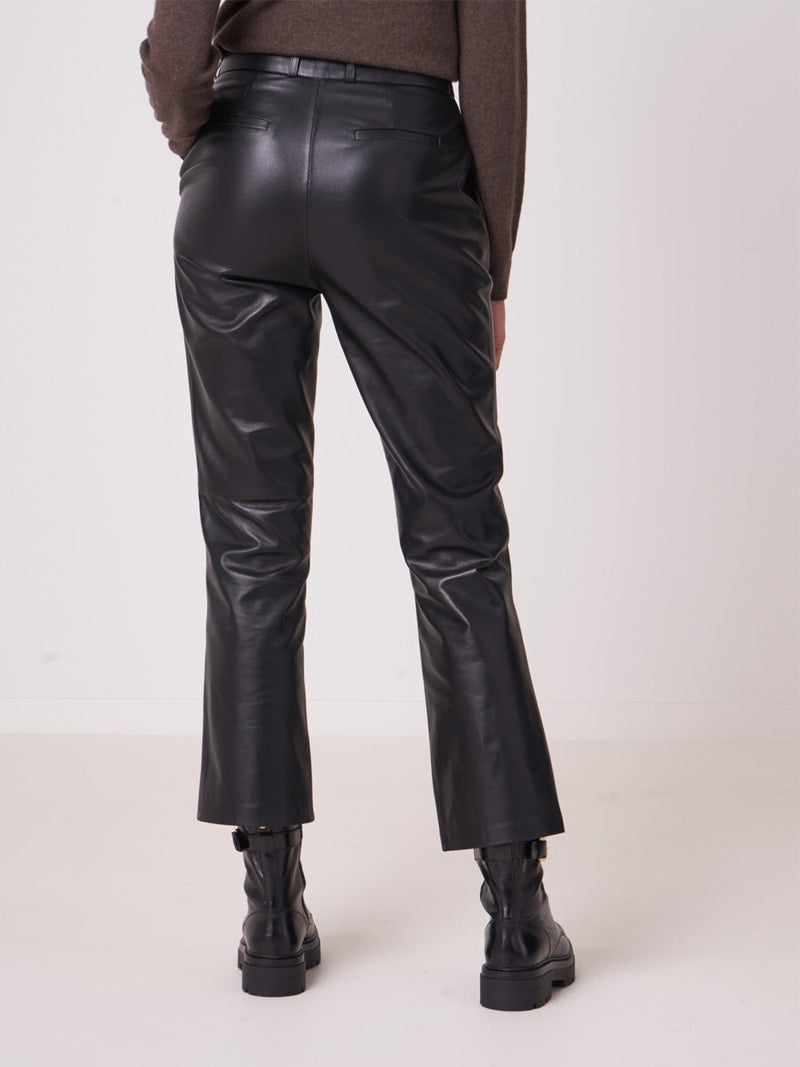 Repeat Cashmere Wide leather pants black