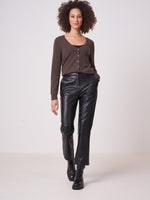 Repeat Cashmere Wide leather pants black