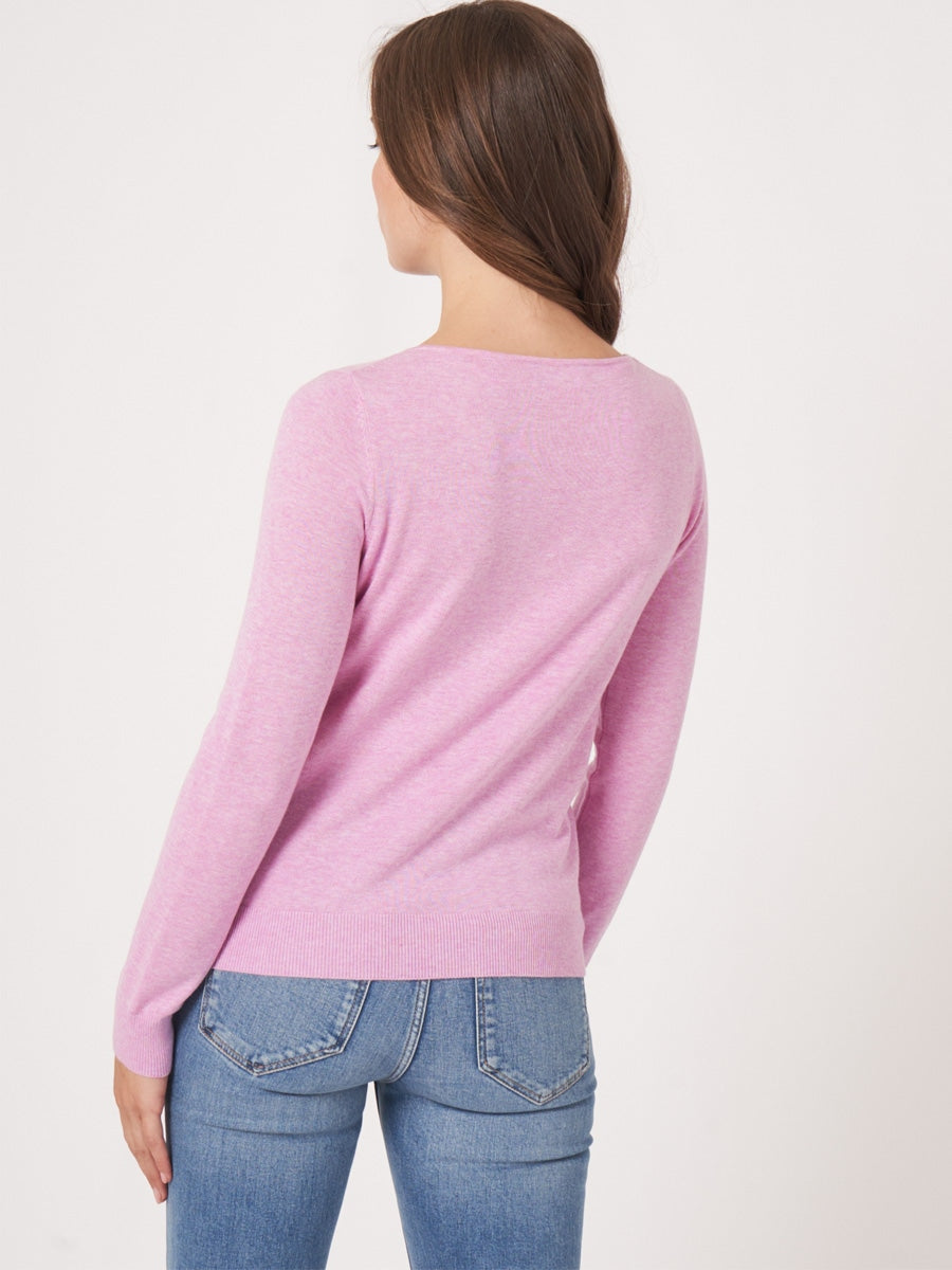 Repeat Cashmere Long sleeve pullover Orchid