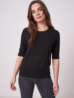 Repeat Cashmere Short sleeve pullover Black