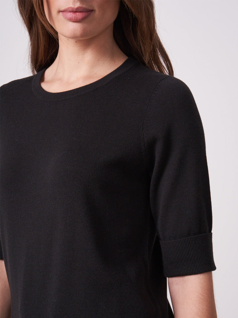 Repeat Cashmere Short sleeve pullover Black