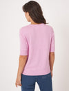 Repeat Cashmere Short sleeve pullover Orchid