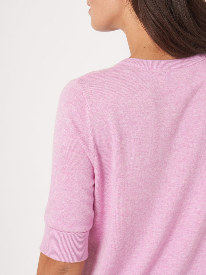 Repeat Cashmere Short sleeve pullover Orchid