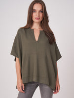 Repeat Cashmere Sweater with short sleeves mud