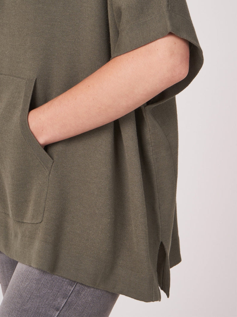 Repeat Cashmere Sweater with short sleeves mud