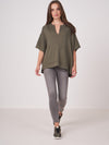 Repeat Cashmere Sweater with short sleeves mud