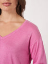 Repeat Cashmere Sweater with v-neck Blossom