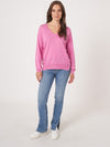 Repeat Cashmere Sweater with v-neck Blossom