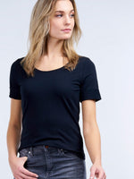 Repeat T-shirt with rolled up sleeves Black