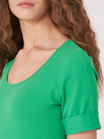 Repeat T-shirt with rolled up sleeves Green