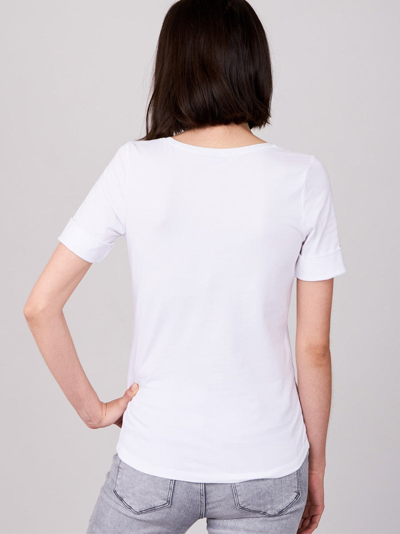 Repeat T-shirt with rolled up sleeves White