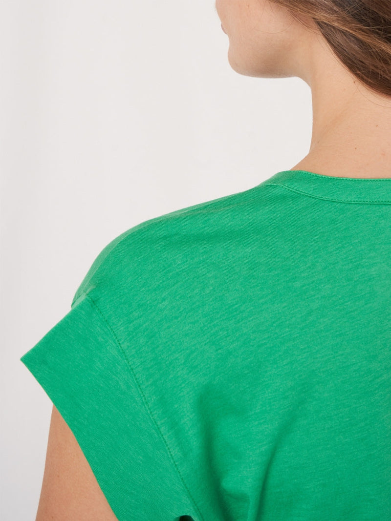 Repeat Cashmere T-shirt with v-neck Green