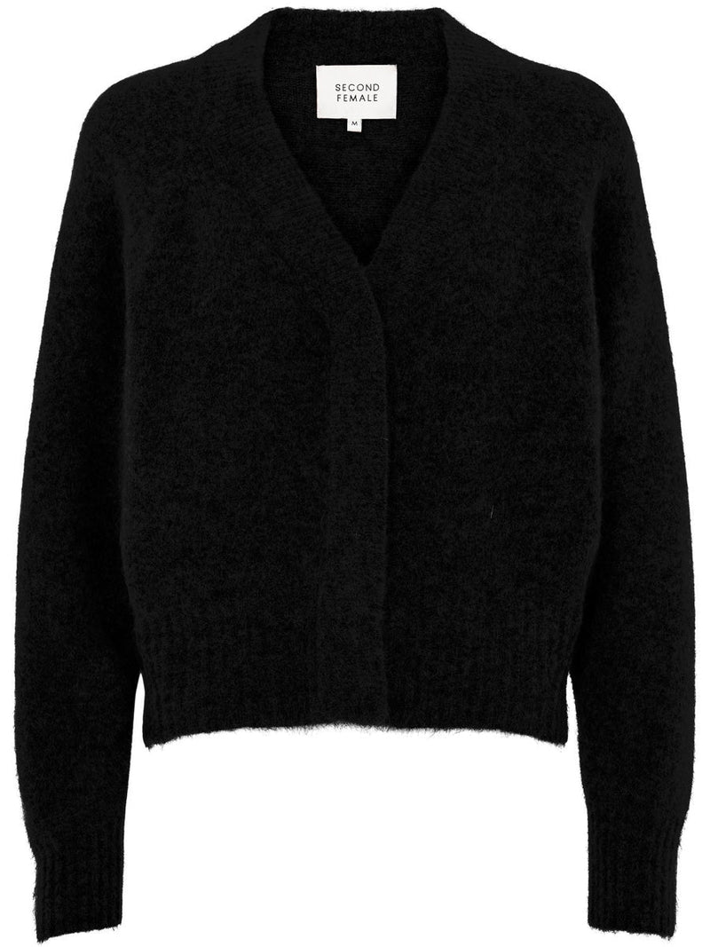 Second Female BROOK knit boxy cardigan black musta