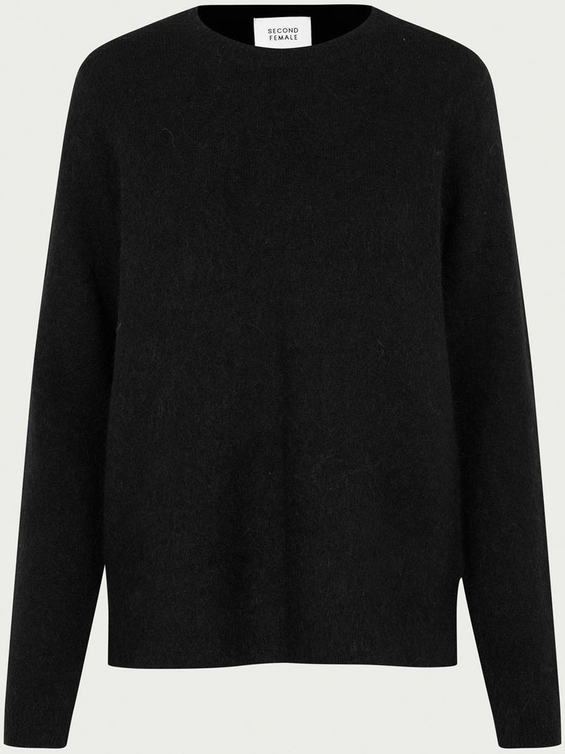 Second Female Brook Knit New O-Neck Black