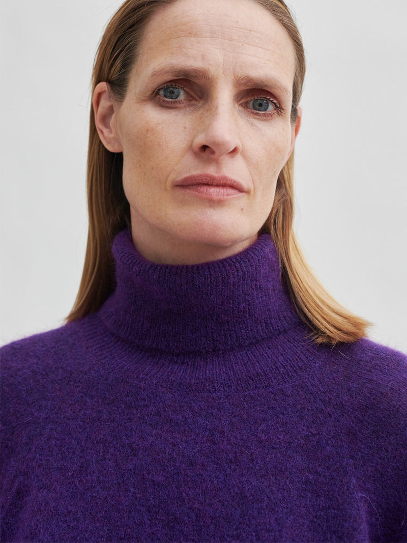 Second Female Brook Knit Oversize T-Neck Tillsandsia Purple
