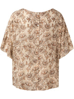 Yaya Printed top with ruffled sleeve värissä sheer pink dessin