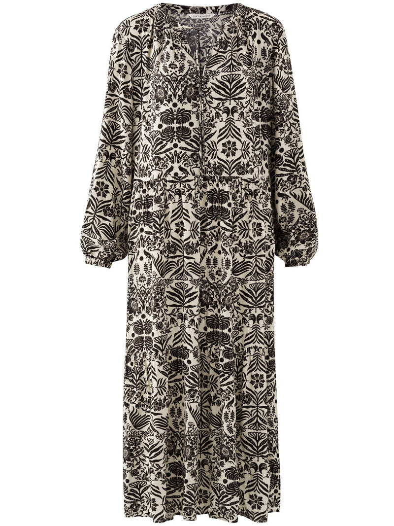YAYA Printed dress long Pumice stone sand dessin