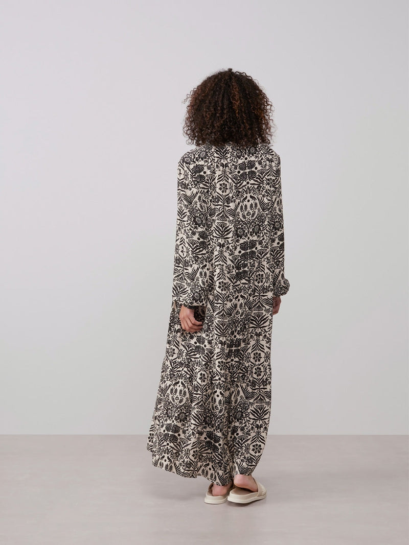 YAYA Printed dress long Pumice stone sand dessin