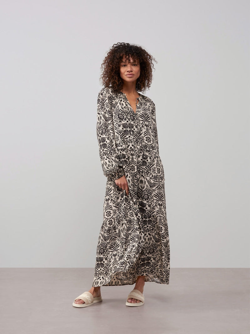 YAYA Printed dress long Pumice stone sand dessin