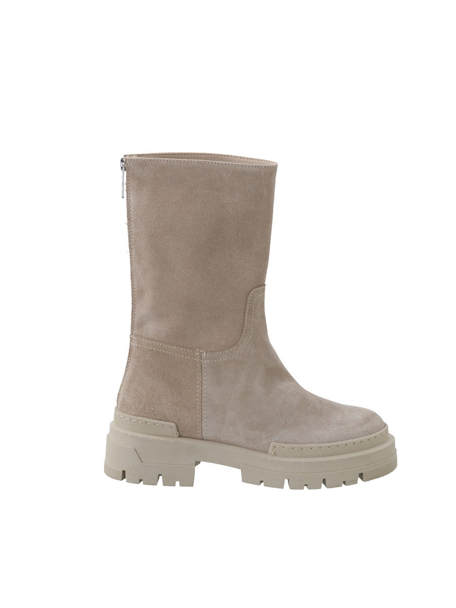 YAYA Suede boots with zipper Birch sand